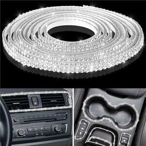 Car Trim Bling Self Adhesive Interior Exterior Rhinestone 16.4 Feet White
